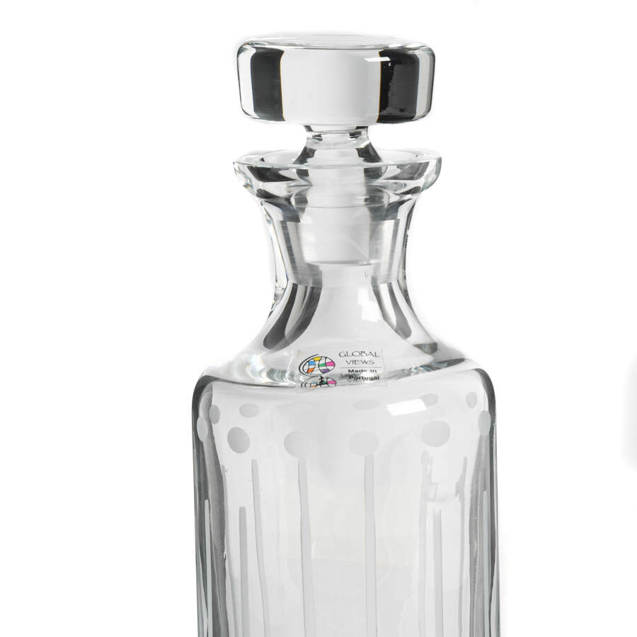 Global Views Portuguese Crystal Decanter with Dots and Straight Lines-2