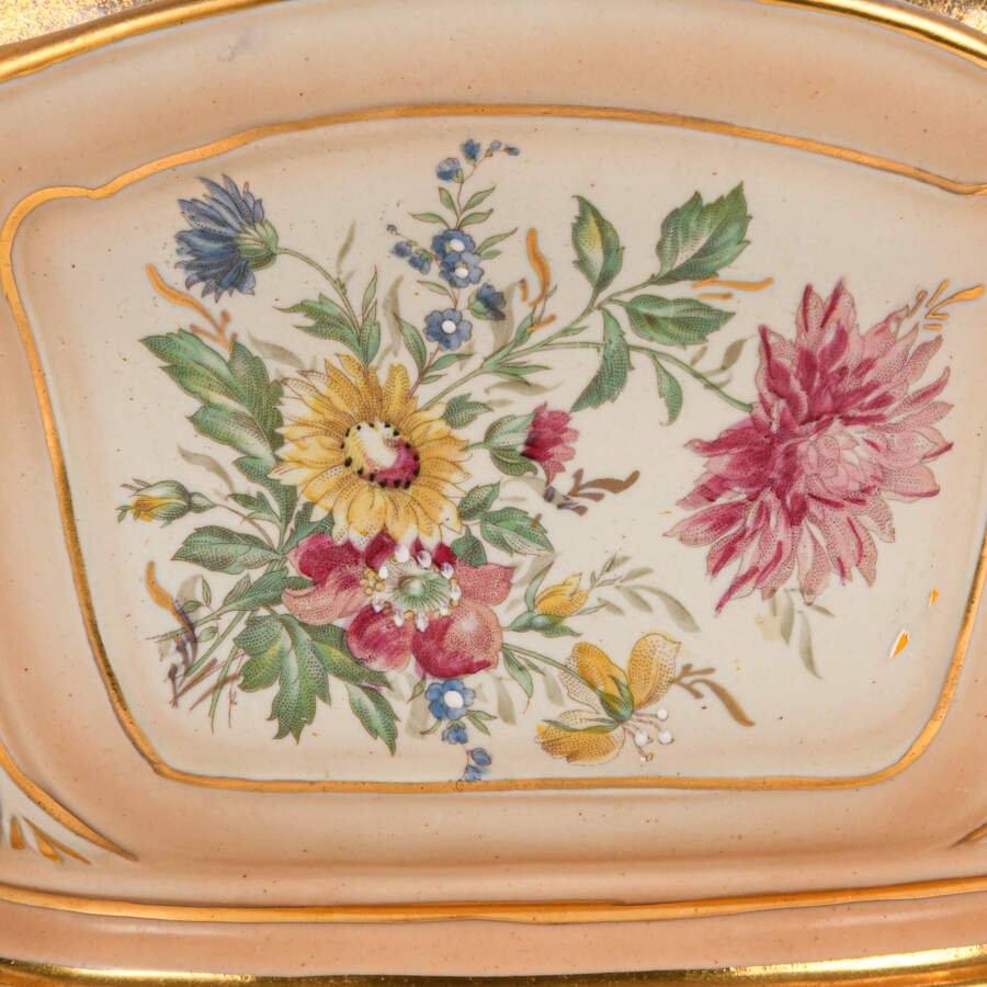 Continental Hand Painted and Gilt Decorated Floral Centerpiece-2