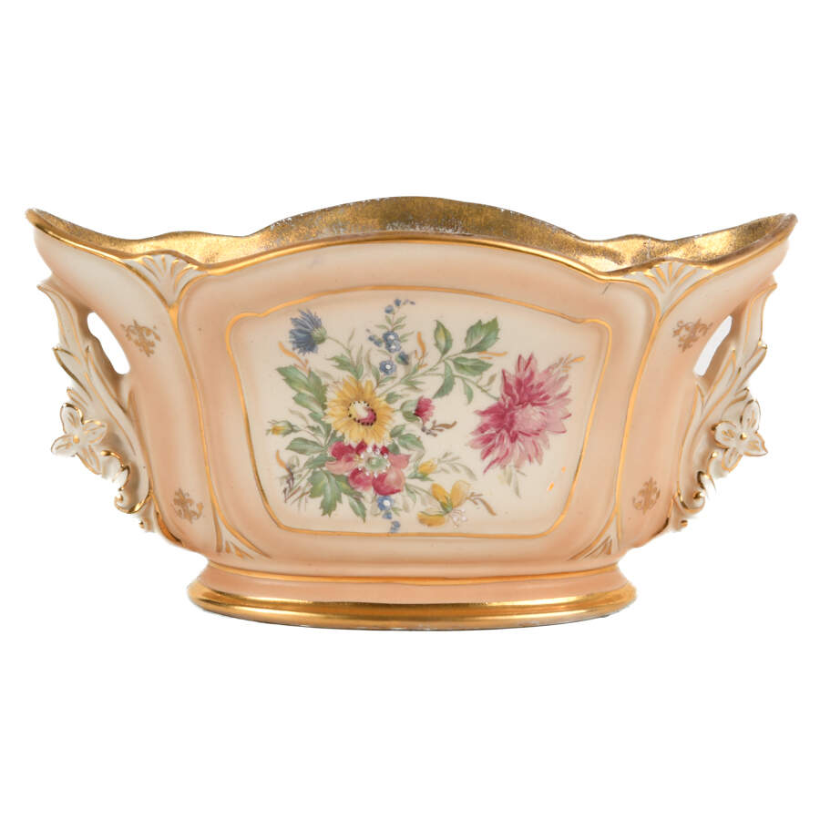 Continental Hand Painted and Gilt Decorated Floral Centerpiece-1