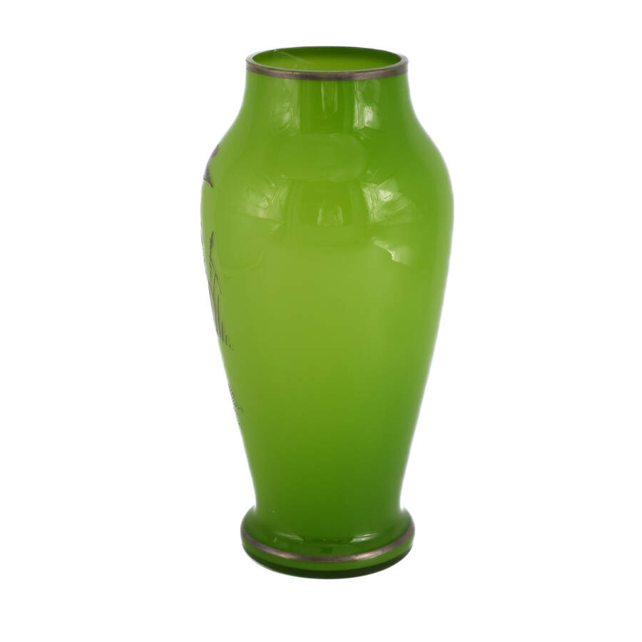 Antique Art Nouveau Decorated Crane Vase-4