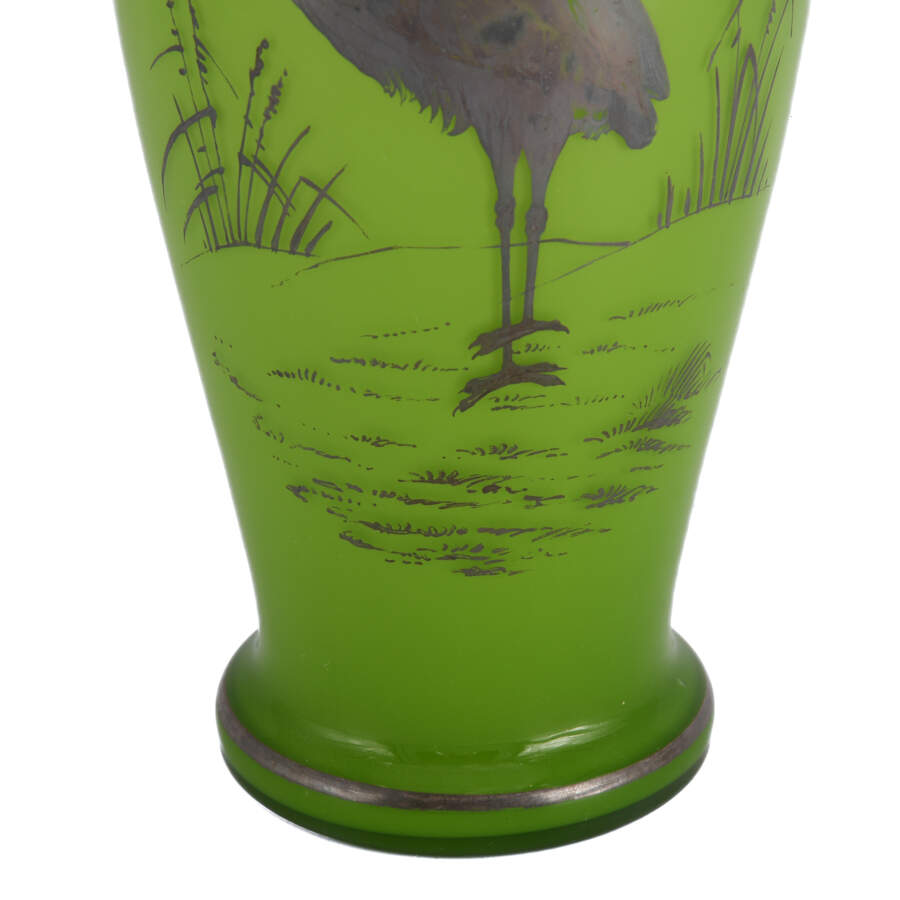Antique Art Nouveau Decorated Crane Vase-2