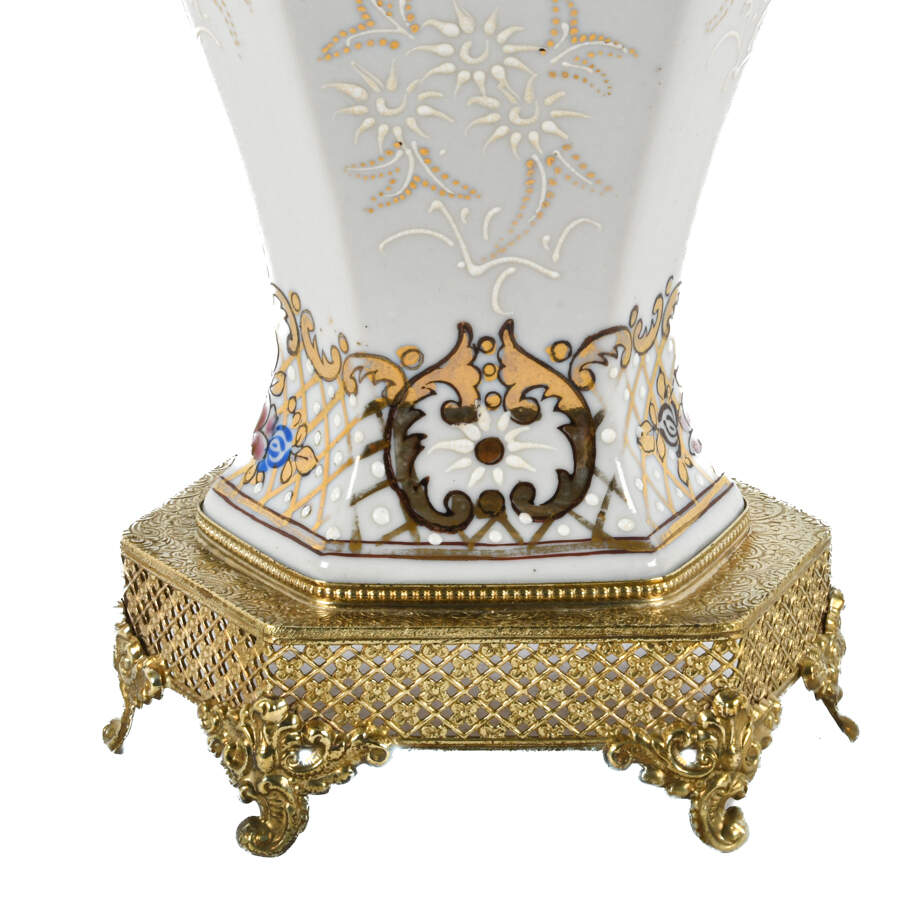 English Heraldic Coat of Arms Mounted White Vase-13