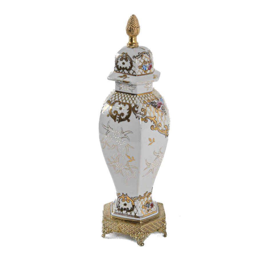 English Heraldic Coat of Arms Mounted White Vase-10