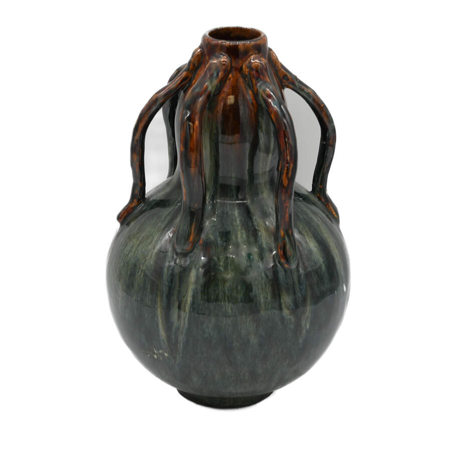 Glazed Fulper-Style Handled Ceramic Vase-9