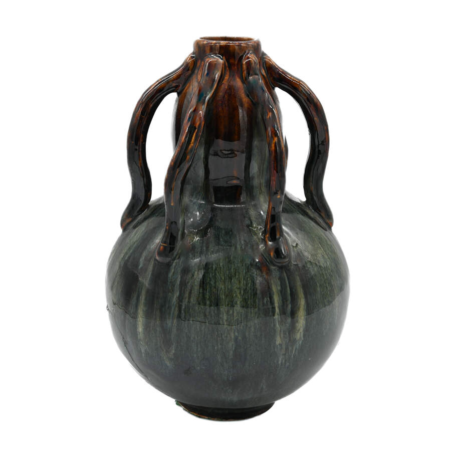Glazed Fulper-Style Handled Ceramic Vase-7