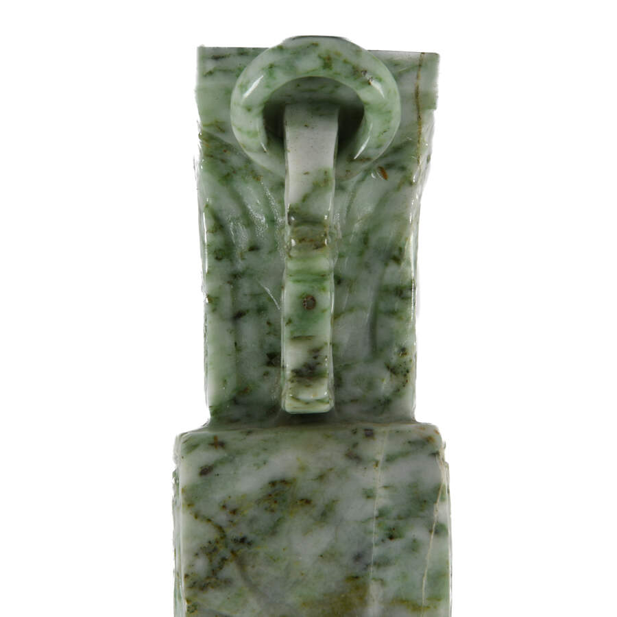 Antique Pair of Jade Double-Handled Vases-7