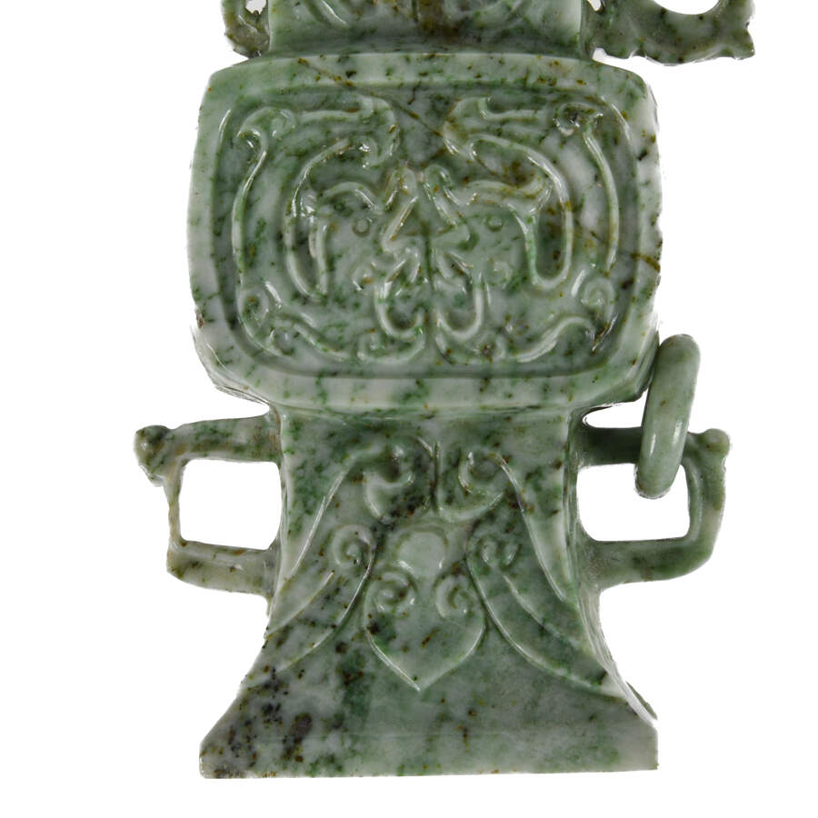 Antique Pair of Jade Double-Handled Vases-5