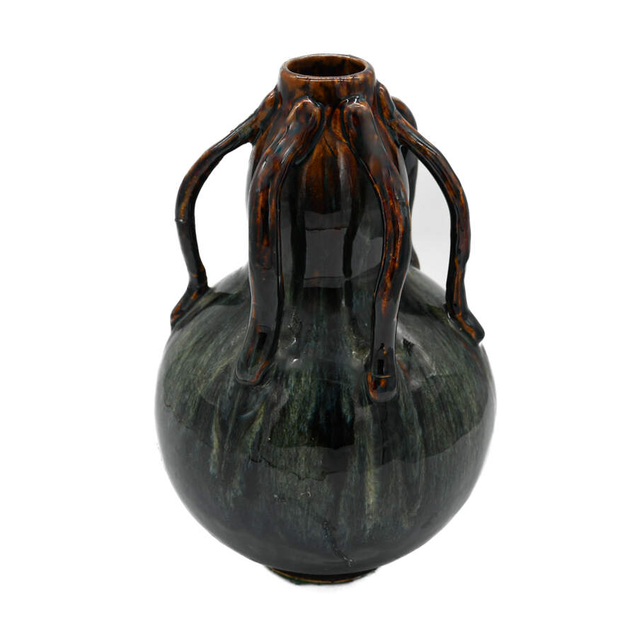 Glazed Fulper-Style Handled Ceramic Vase-2