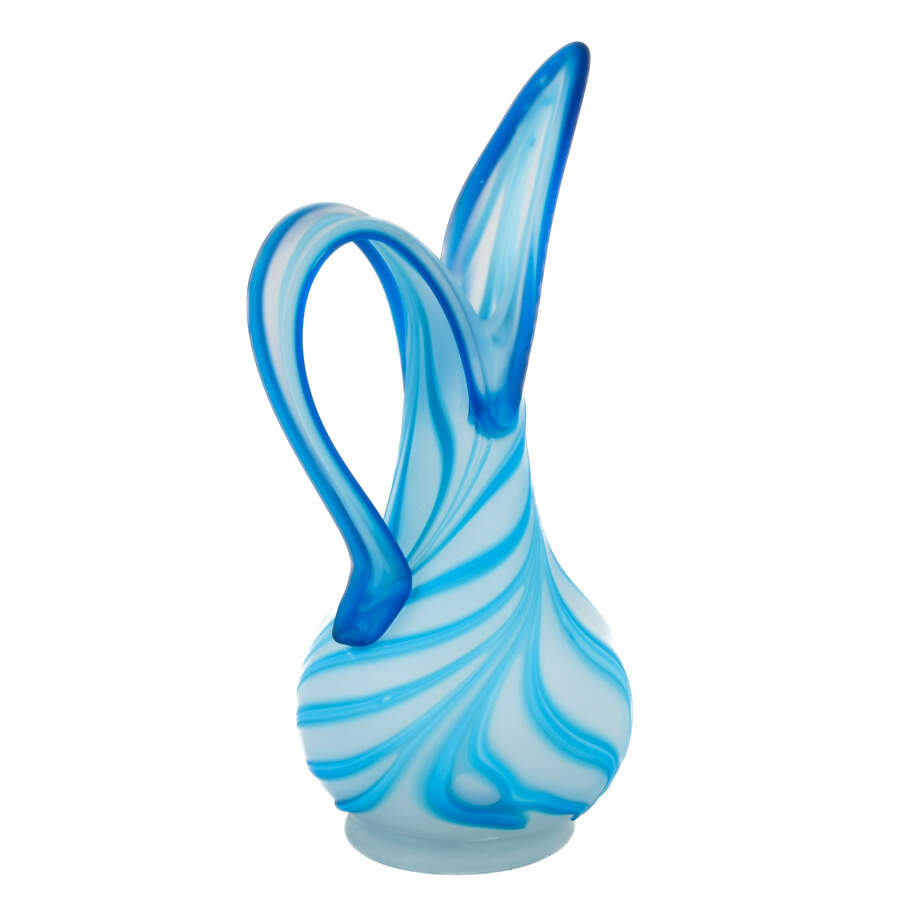 Signed E. Zareh Bijan Art Glass Blue Swirl Ewer-3