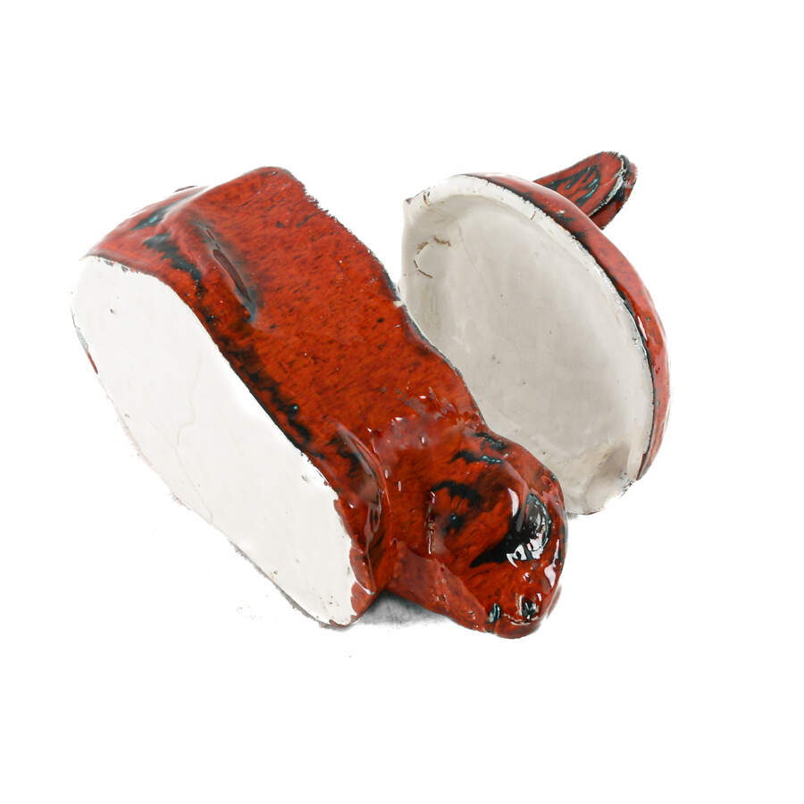 Drip Glazed Majolica Rabbit Form Casserole-6
