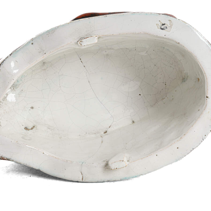 Drip Glazed Majolica Rabbit Form Casserole-5
