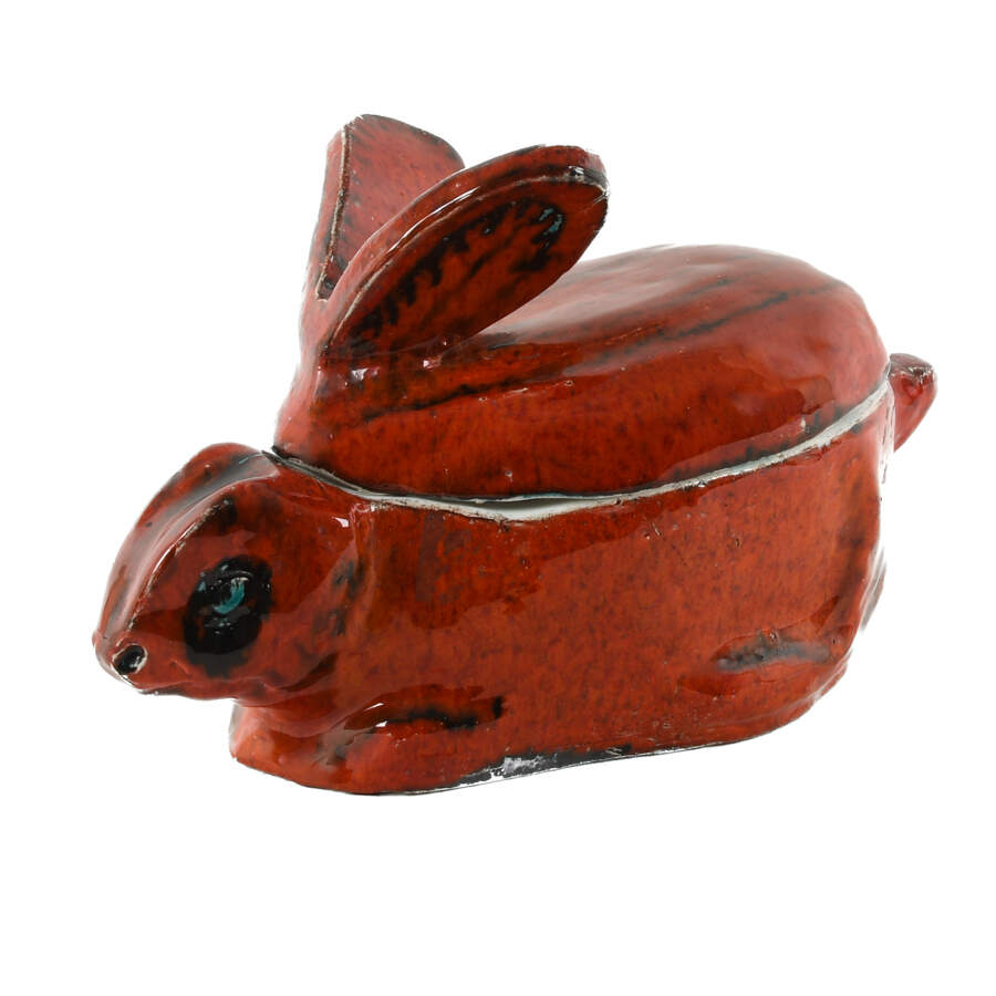 Drip Glazed Majolica Rabbit Form Casserole-3