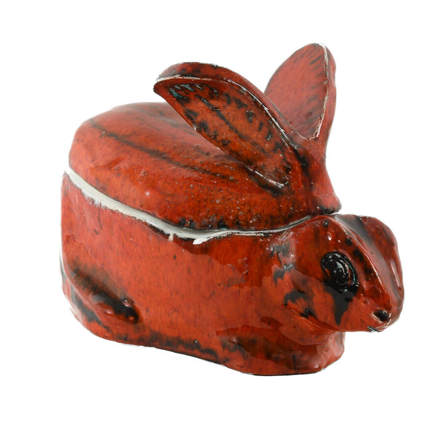Drip Glazed Majolica Rabbit Form Casserole-1