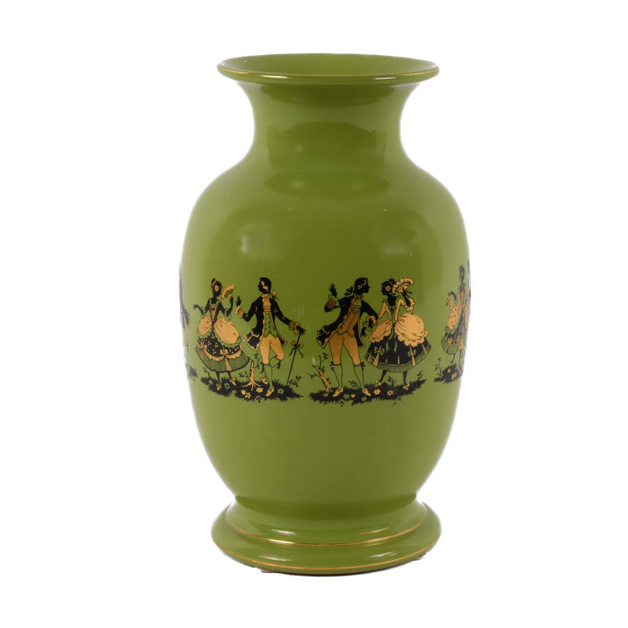 Italian Hand-Painted Vase with a Victorian Couples Courting Scenes-4