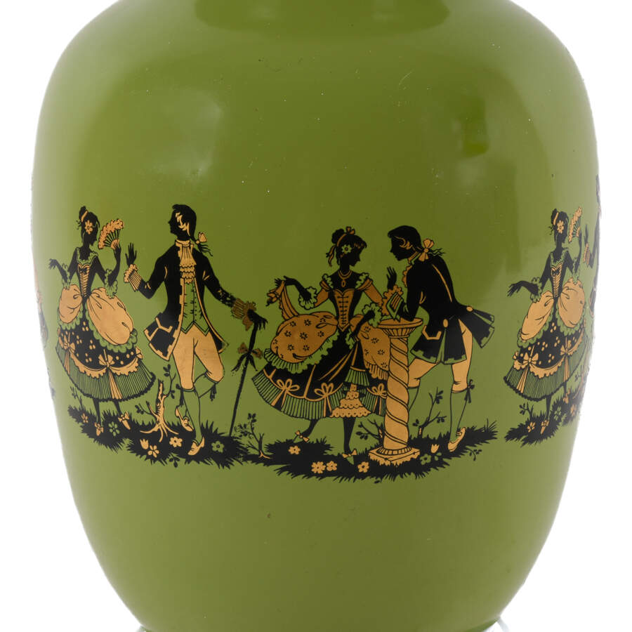 Italian Hand-Painted Vase with a Victorian Couples Courting Scenes-2