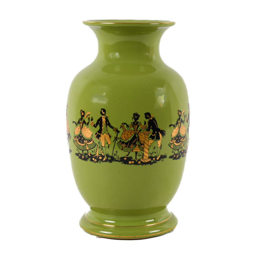 Italian Hand-Painted Vase with a Victorian Couples Courting Scenes-1