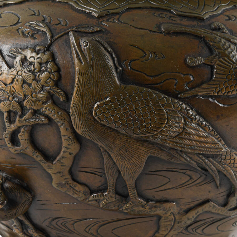 Antique Japanese Bronze Dragon Motif Footed Jardinière-6