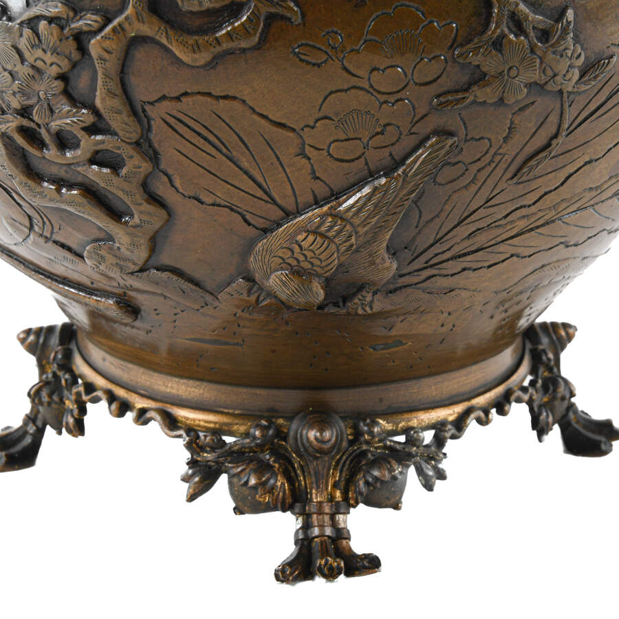 Antique Japanese Bronze Dragon Motif Footed Jardinière-3