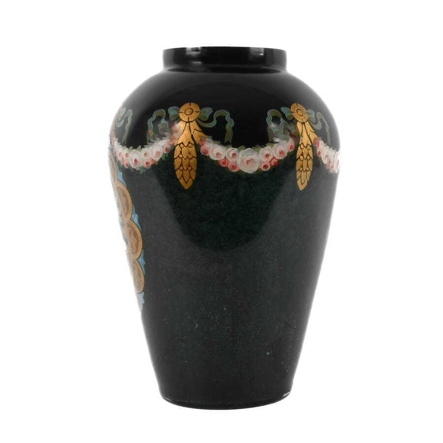 Large Reverse Hand-Painted Couple's Scene Glass Jar with Lid-8