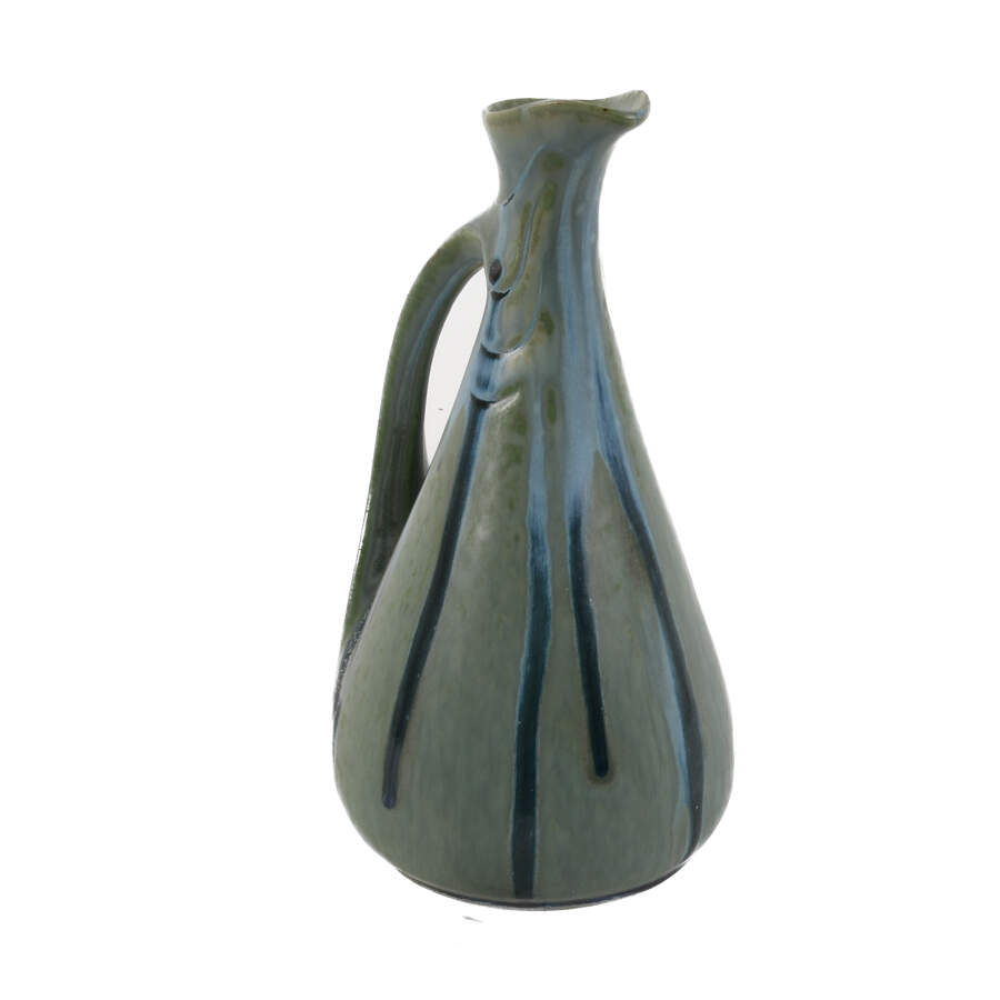 French Art Deco Denbac Blue and Green Drip Glaze Pitcher-6