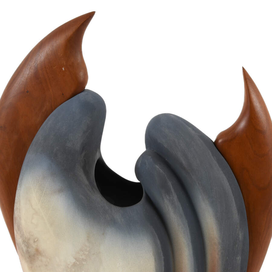 Jan Jacques Art Pottery and Wood "Queen Trigger Fish" Vase-3