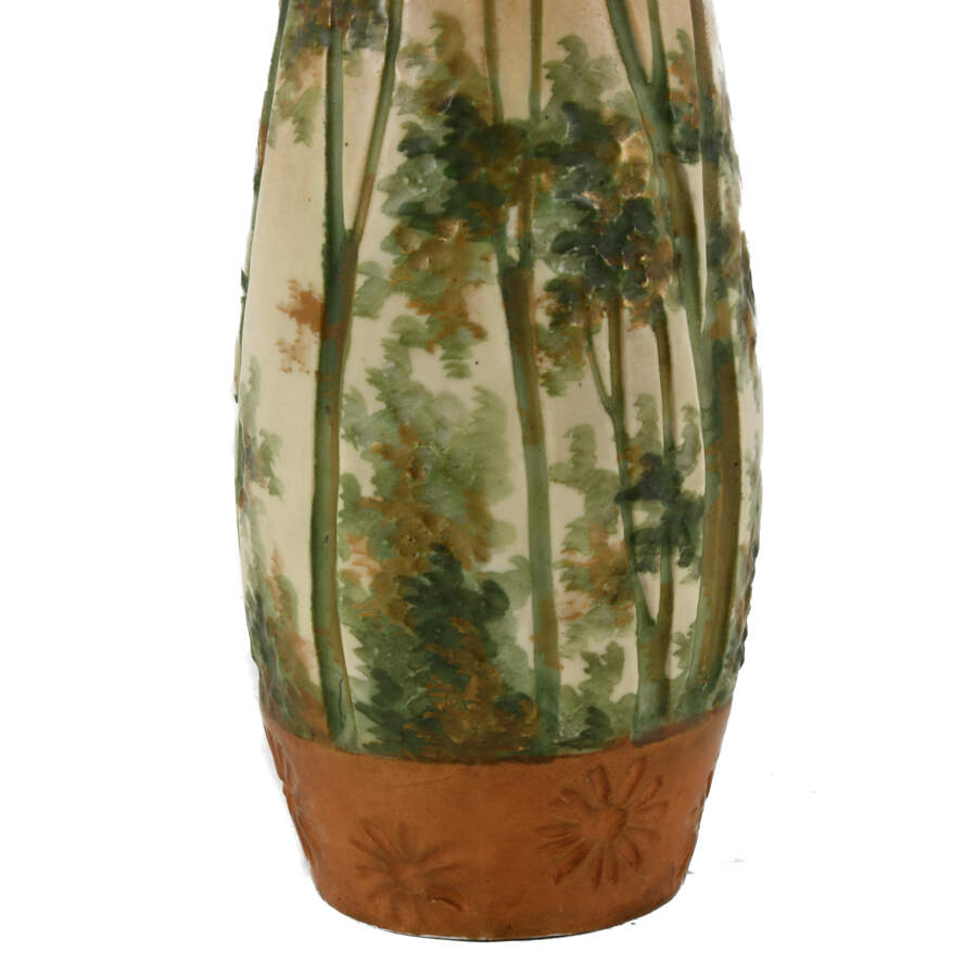 Amphora Art Nouveau Forest Scene Pottery Vase-3