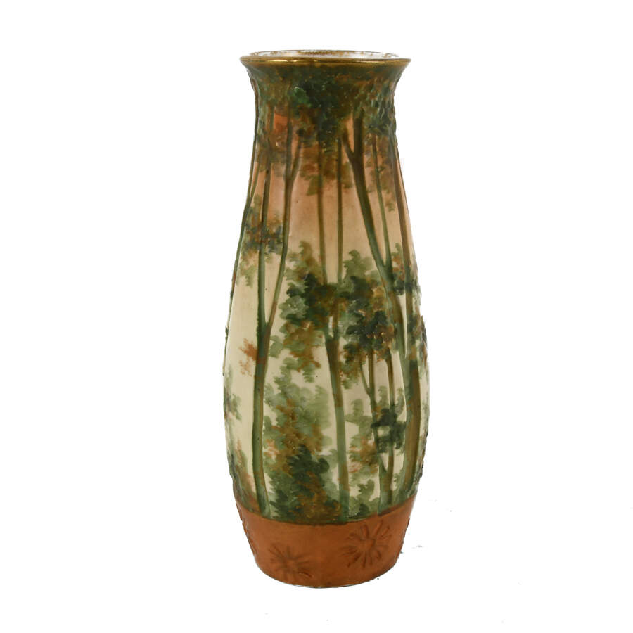 Amphora Art Nouveau Forest Scene Pottery Vase-1