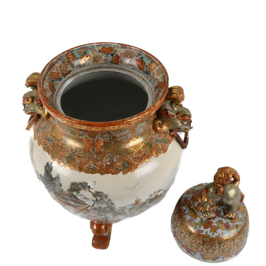 Oversized Japanese Kutani Lidded Urn-7
