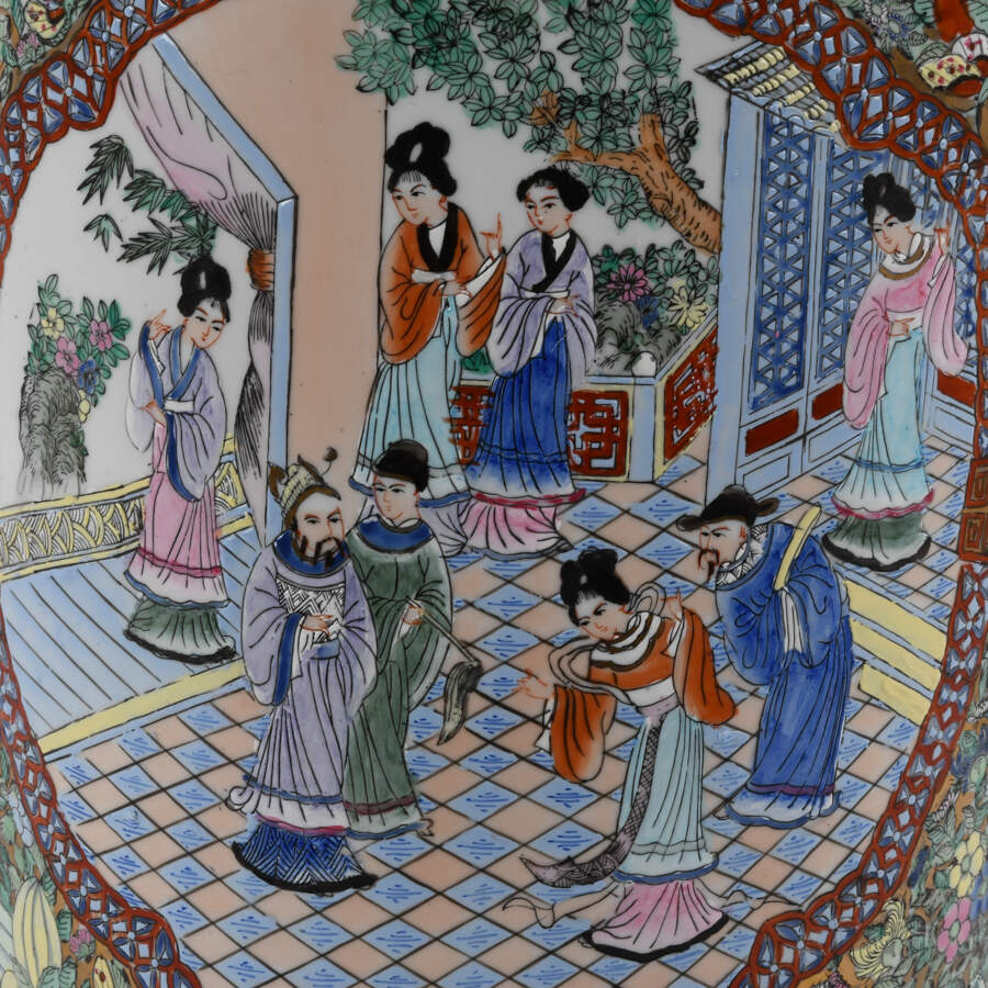 Chinese Famille Rose Palace Floor Vase-5