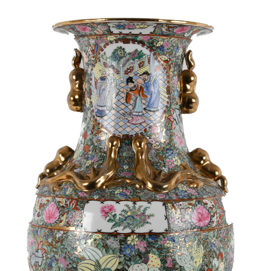 Chinese Famille Rose Palace Floor Vase-3