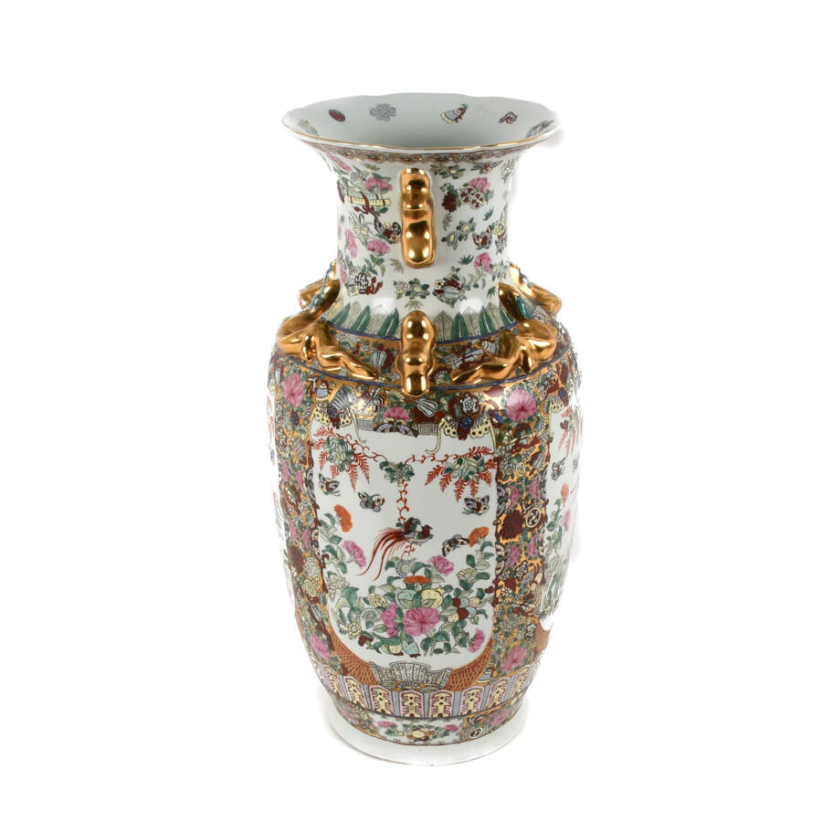 Chinese Famille Rose Floor Vase-5