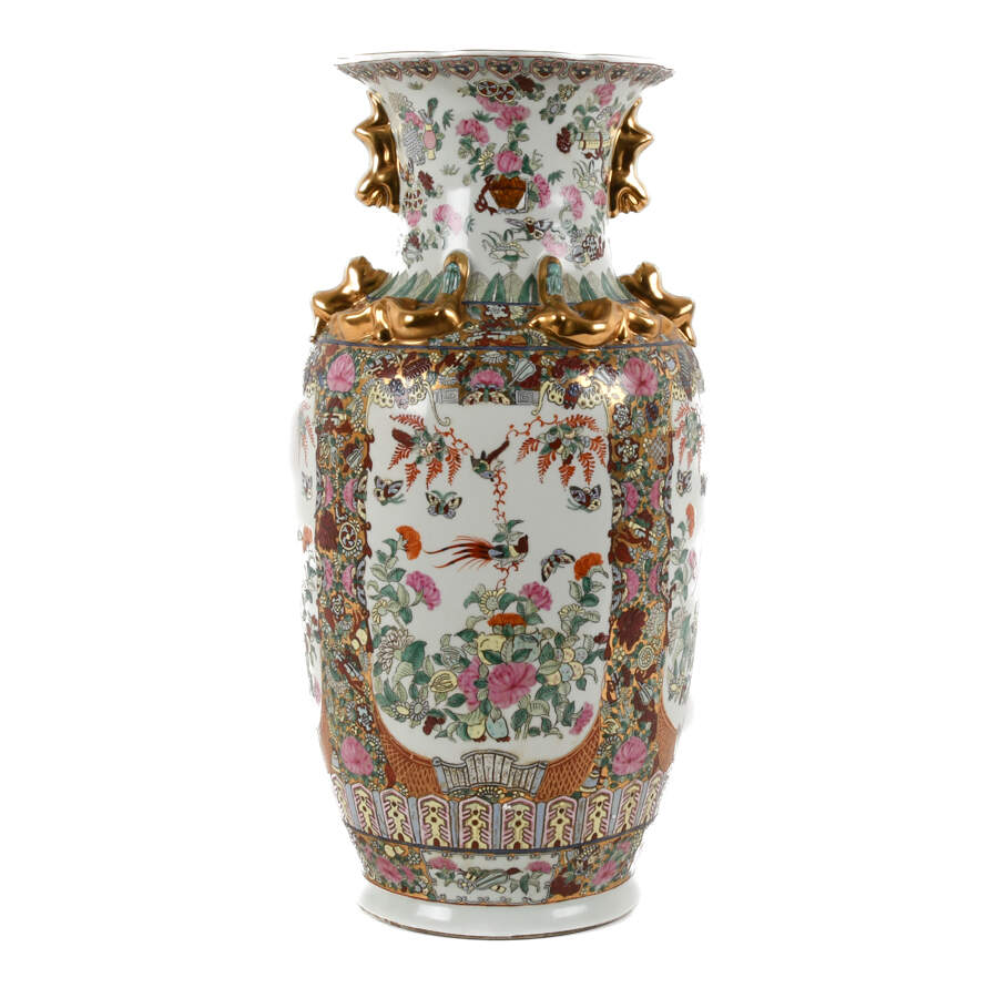 Chinese Famille Rose Floor Vase-4