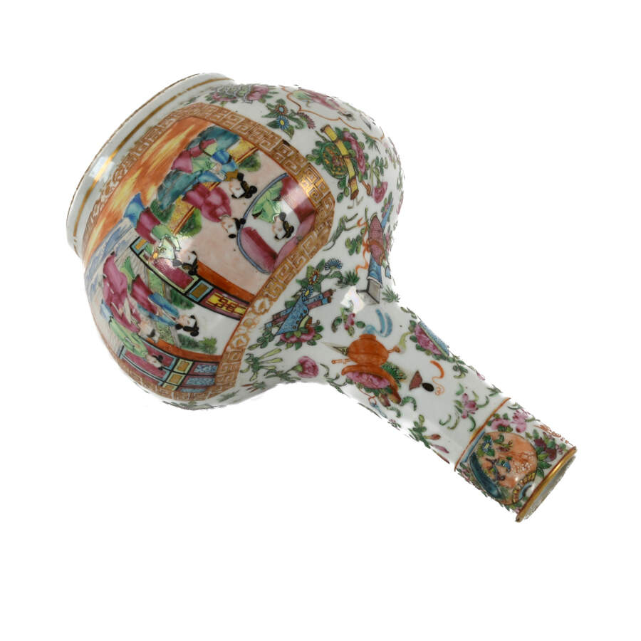 Antique Rose Medallion Bottle Neck Vase-6