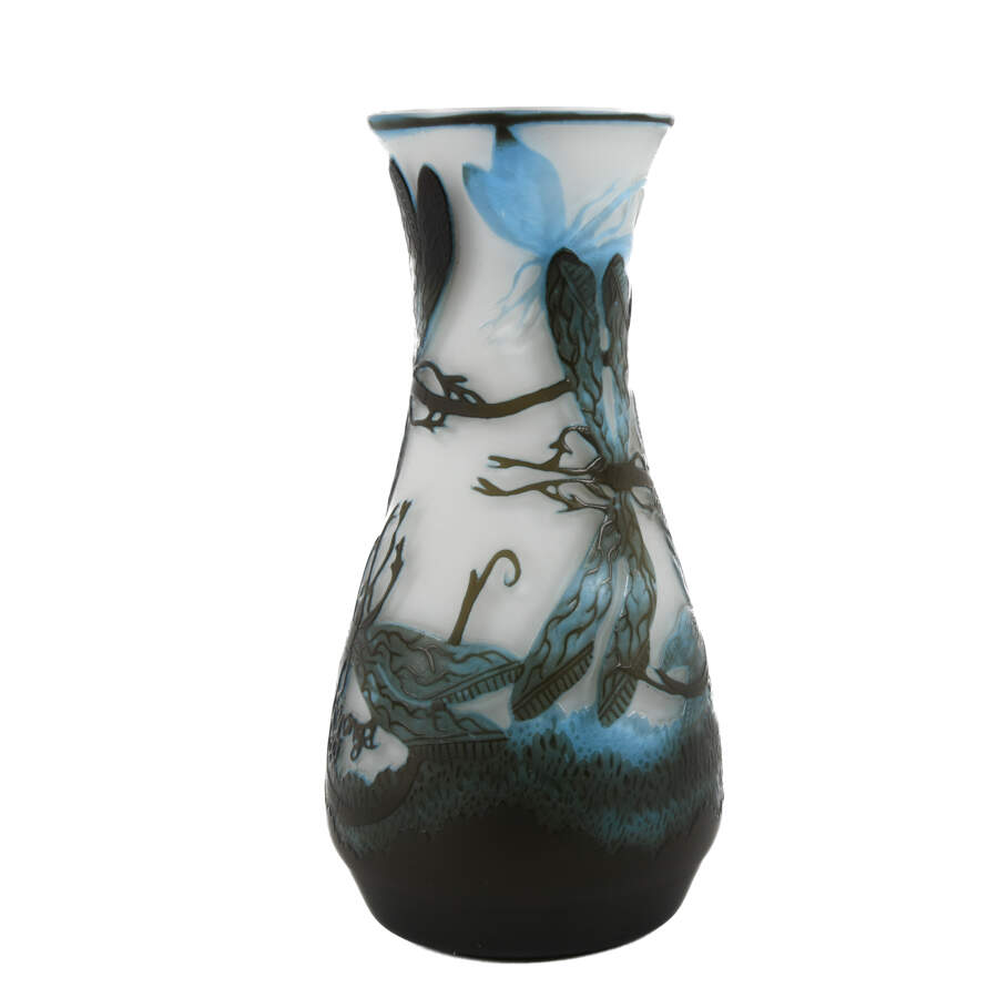 Cameo Dragonfly Art Glass Vase After Galle-5