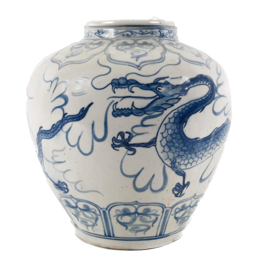 Vietnam Blue and White Vase with Dragon Design-6