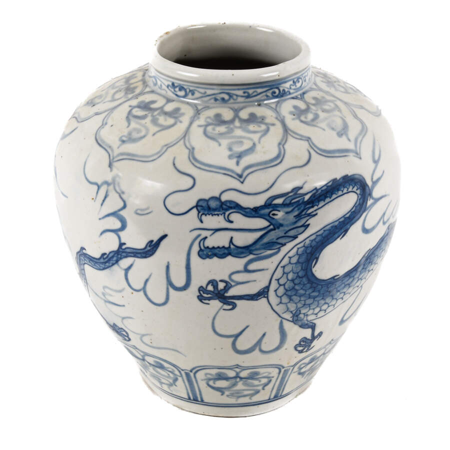Vietnam Blue and White Vase with Dragon Design-5
