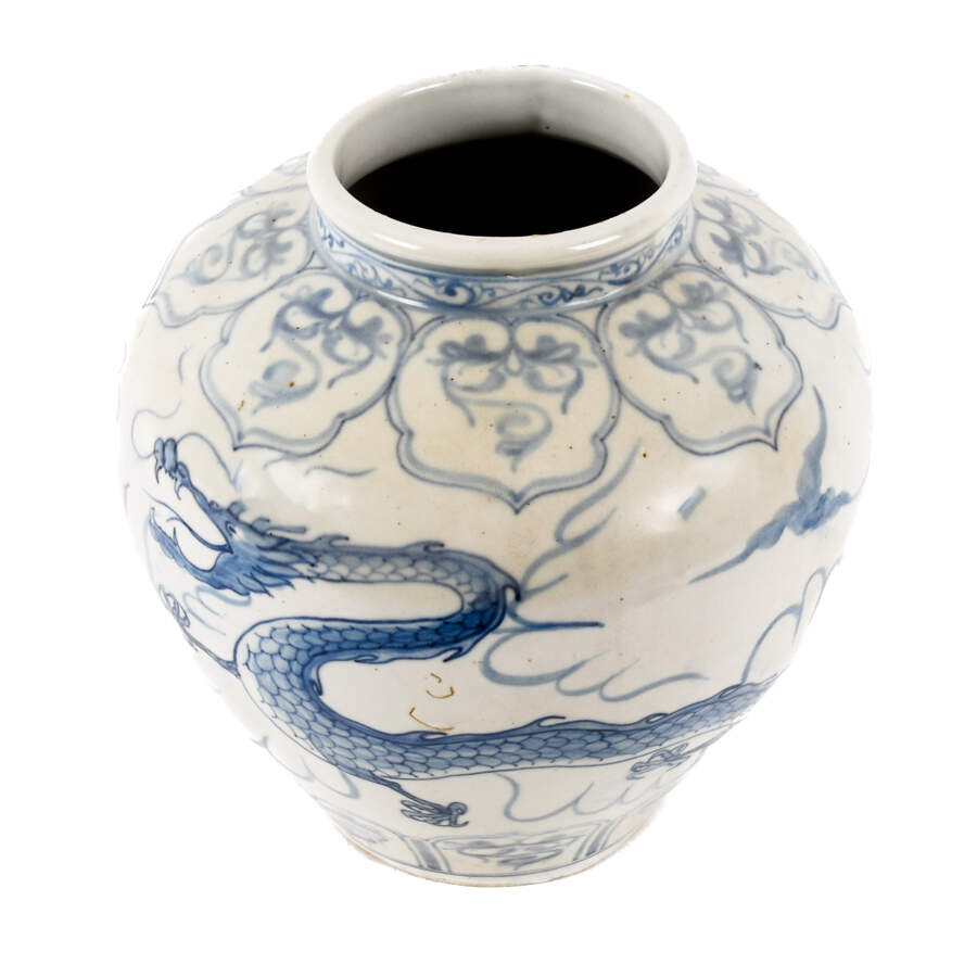 Vietnam Blue and White Vase with Dragon Design-2