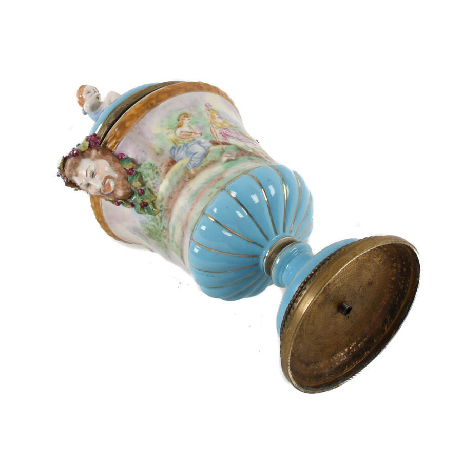 Antique Continental Bronze Hand-Painted Urn-9