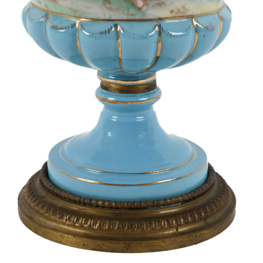 Antique Continental Bronze Hand-Painted Urn-5