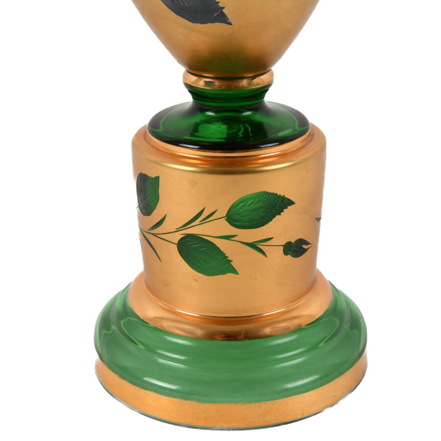Czech Green and Gold Lidded Jar-4