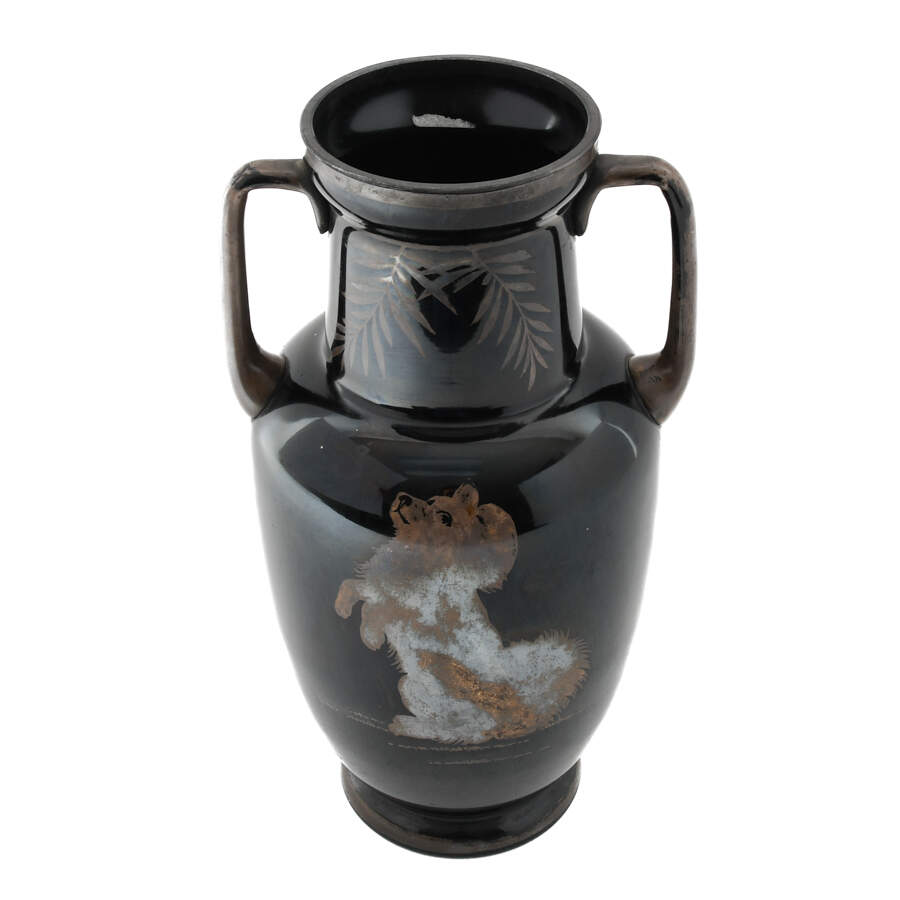 Art Deco Art Glass Vase with Applied Silver Overlay-5