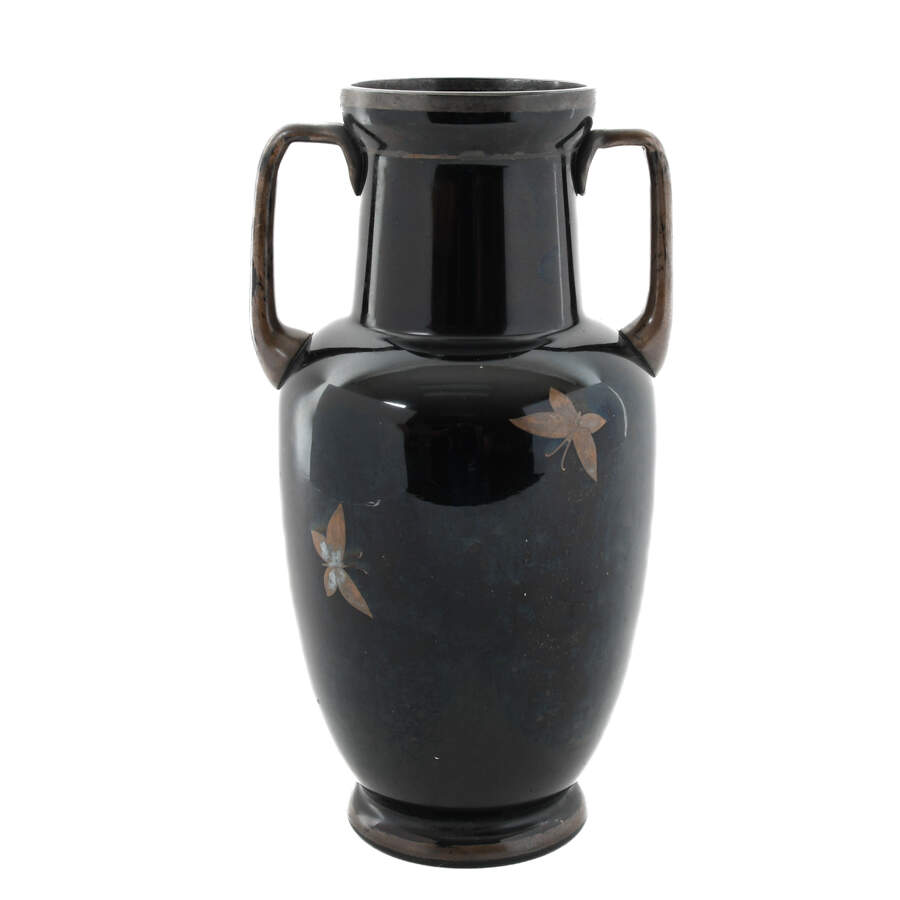 Art Deco Art Glass Vase with Applied Silver Overlay-3