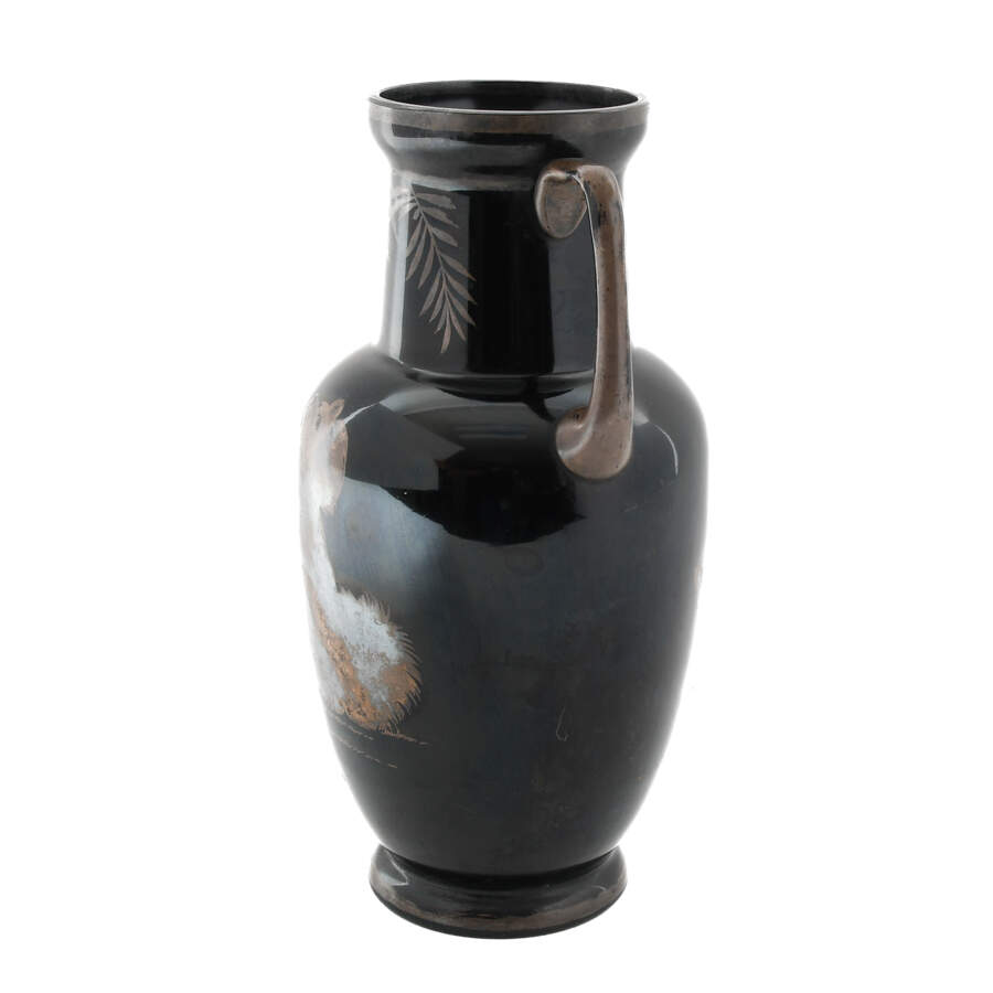 Art Deco Art Glass Vase with Applied Silver Overlay-2