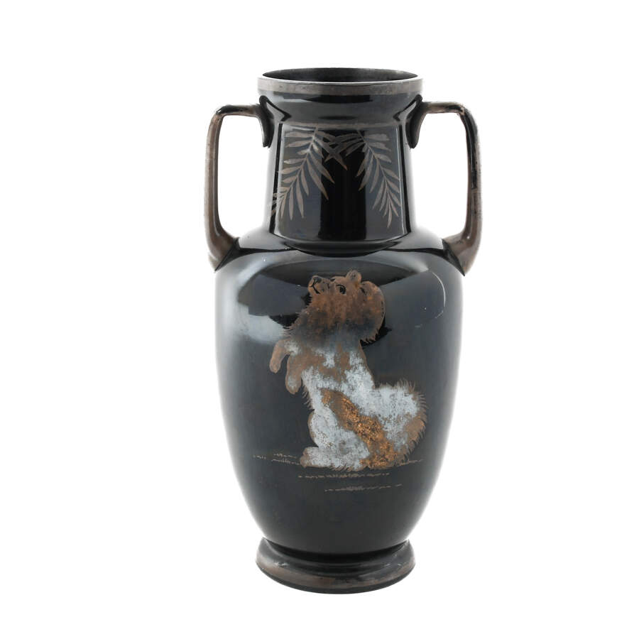 Art Deco Art Glass Vase with Applied Silver Overlay-1