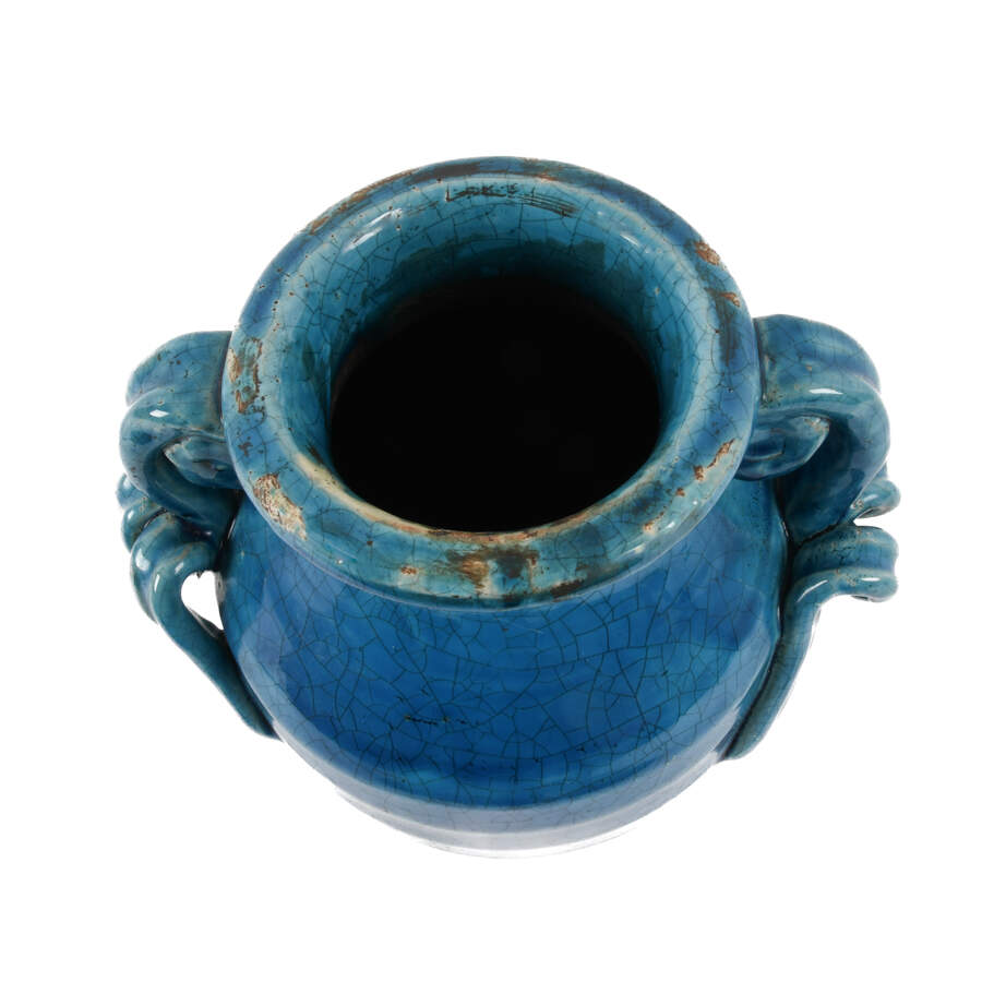 Antique Turquoise Double-Handle Vase-5