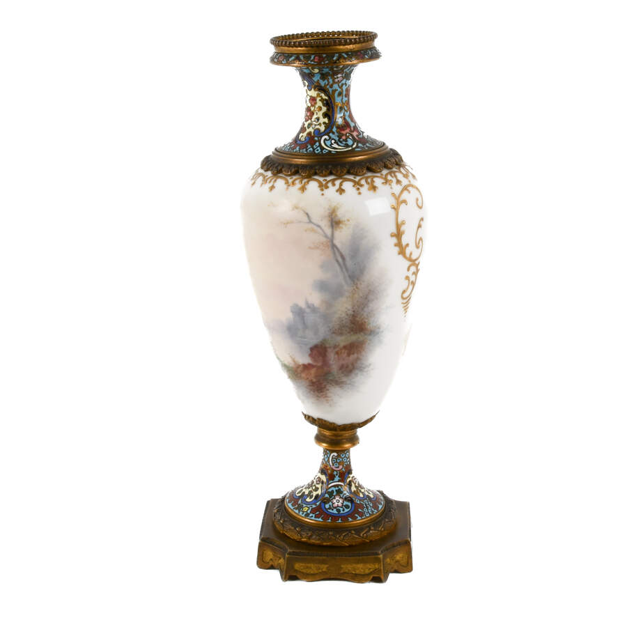 Antique Sèvres-Style Bronze and Champlevé Vase-6