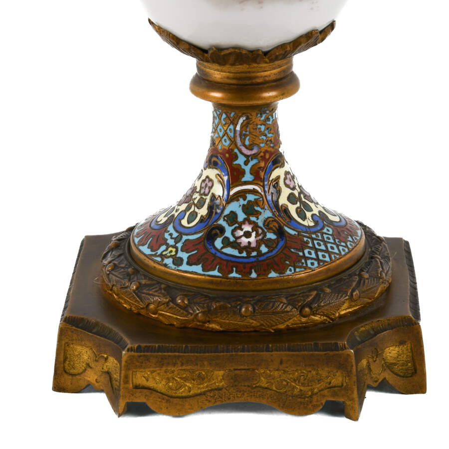Antique Sèvres-Style Bronze and Champlevé Vase-4