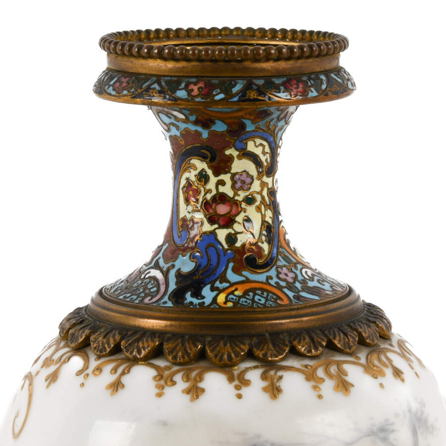 Antique Sèvres-Style Bronze and Champlevé Vase-2