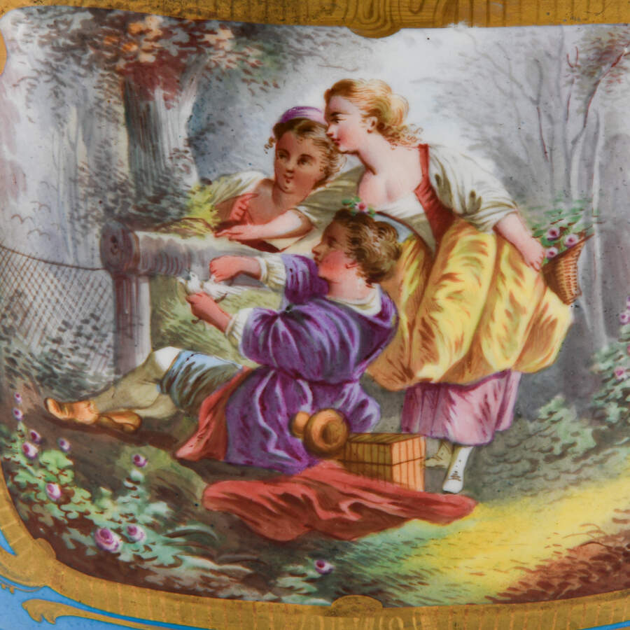 Antique French Sèvres-Style Hand-Painted Jardinière-4