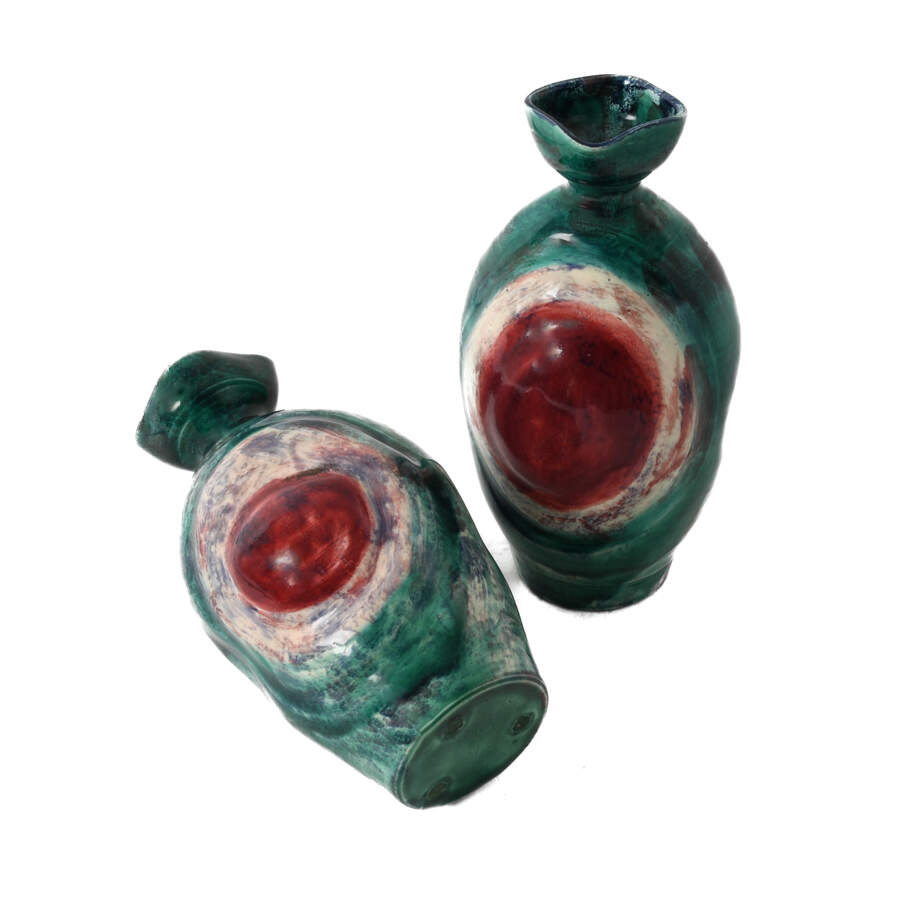 Matched Pair of French Signed P. Jose High Glaze Art Pottery Vases-4